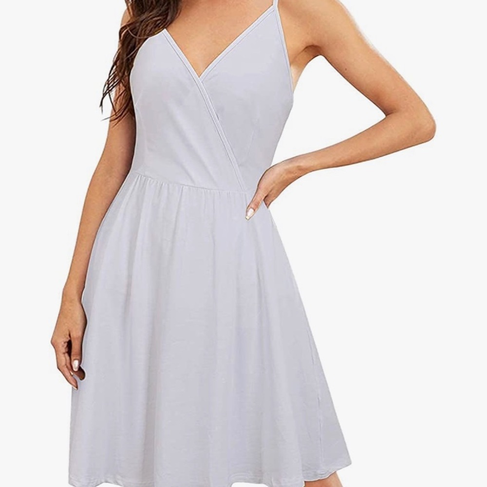 VOTEPRETTY Women's V-Neck Spaghetti Strap Sundress with Pockets